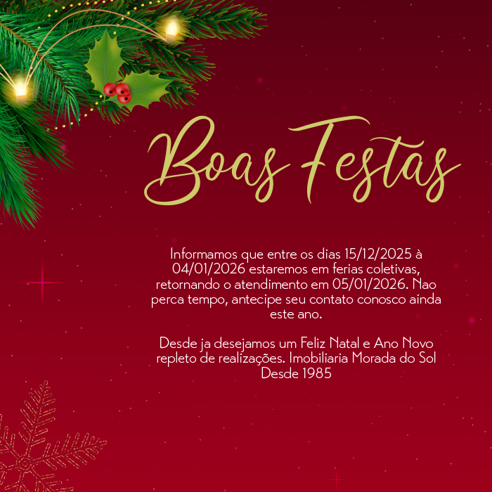 Feliz Natal e um ótimo ano novo! Estaremos de Férias a partir de 15/12/2025 até 04/01/2026.